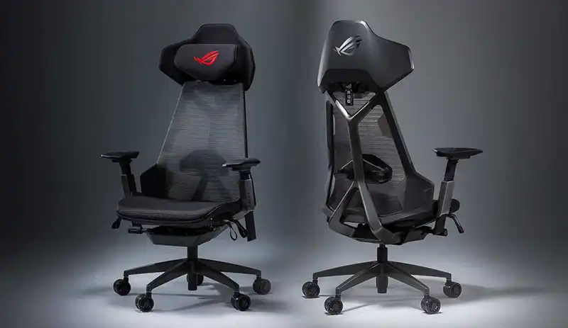 Asus ROG Destrier Ergo gaming chair front and back view